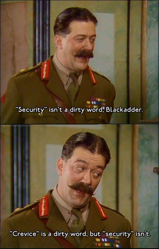 Security isn't a dirty word - Blackadder quote